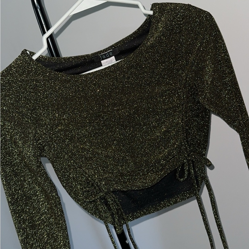Sparkly tie long sleeve crop top. Size extra small.